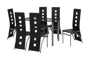 Matbord och stolar 7 delar svart