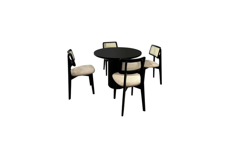 Matbord och stolset (5 delar) Colomieu Svart / Vit, Svart/Vit