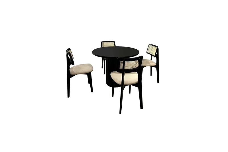 Matbord och stolset (5 delar) Colomieu Svart / Vit, Svart/Vit