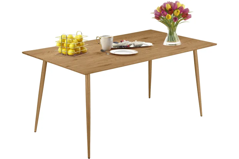 Oktoos Rektangulärt Matbord 120 cm i Trä med Metallben, Brun