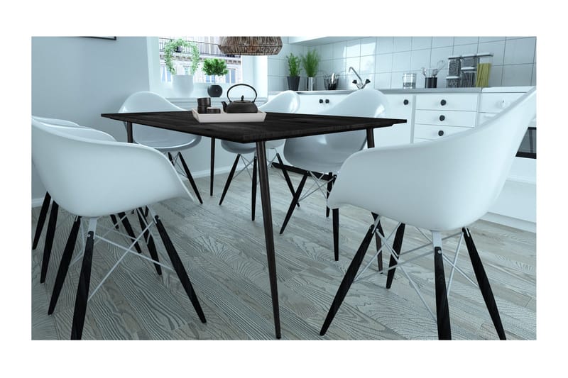Oktoos Rektangulärt Matbord 160 cm med Trä- och Valnötsutseende - Svart - Möbler - Matplats - Matbord & köksbord