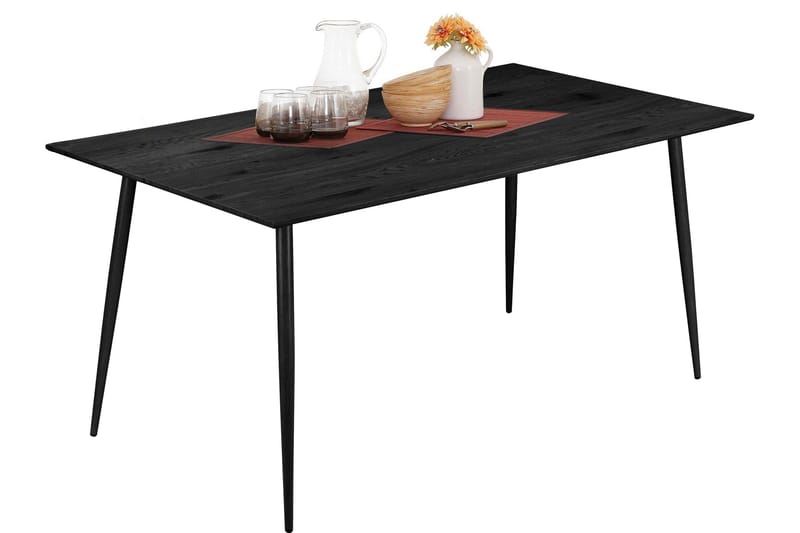 Oktoos Rektangulärt Matbord 160 cm med Trä- och Valnötsutseende - Svart - Möbler - Matplats - Matbord & köksbord