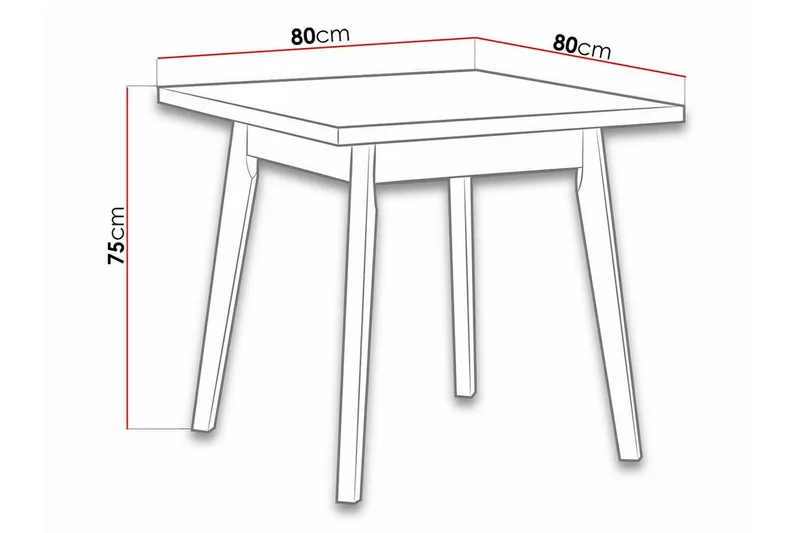 Patrickswell Kvadratiskt Matbord 80 cm med Trä- och Ekutseende, Vinklade Ben - Svart|Brun - Möbler - Matplats - Matbord & köksbord