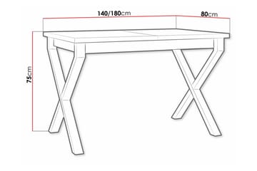 Patrickswell Utdragbart Rektangulärt Matbord 140–180 cm med Trä- och Ekutseende, X-ben - Svart|Brun - Möbler - Matplats - Matbord & köksbord