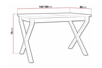 Patrickswell Utdragbart Rektangulärt Matbord 140–180 cm med Trä- och Ekutseende, X-ben - Svart|Ljusbrun - Möbler - Matplats - Matbord & köksbord