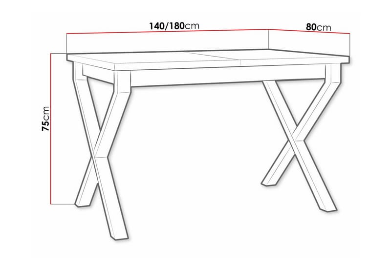 Patrickswell Utdragbart Rektangulärt Matbord 140–180 cm med Trä- och Ekutseende, X-ben - Svart|Ljusbrun - Möbler - Matplats - Matbord & köksbord