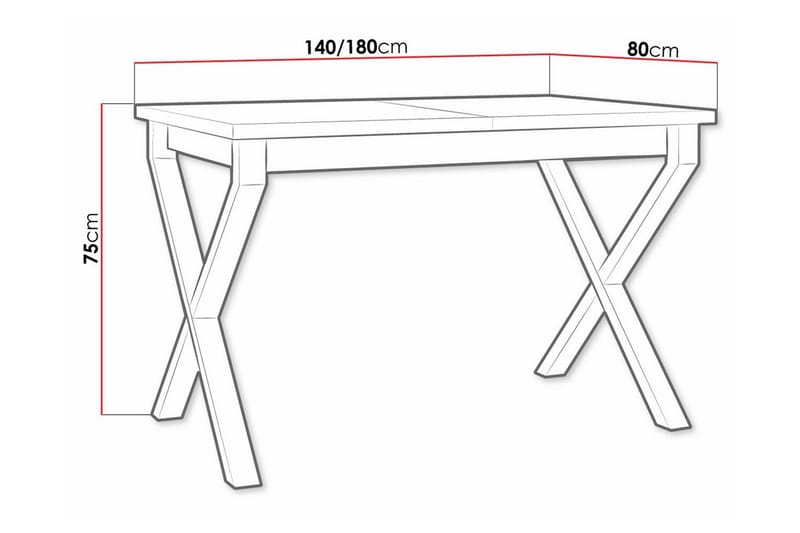 Patrickswell Utdragbart Rektangulärt Matbord 140–180 cm med Trä- och Ekutseende, X-ben - Svart|Natur - Möbler - Matplats - Matbord & köksbord