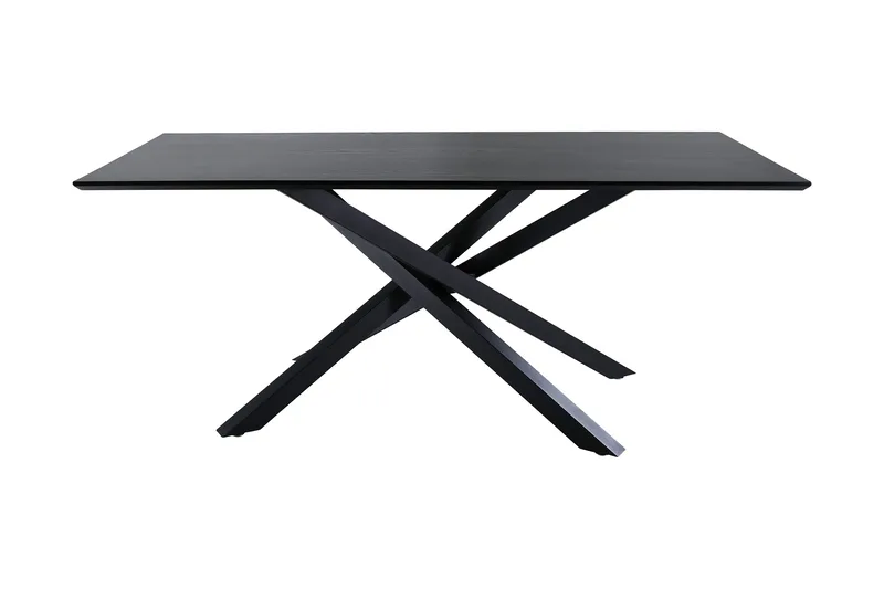 Penny Rektangulärt Matbord 180 cm i Metall och Trä med Valnötsutseende, Svart