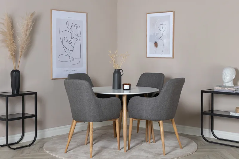 Plaza Litet Runt Matbord 100 cm i Målad MDF - Vit - Möbler - Matplats - Matbord & köksbord