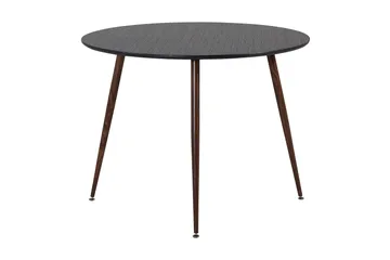 Plaza Runt Matbord 100 cm med Valnötsutseende - Brun|Svart - Möbler - Matplats - Matbord & köksbord