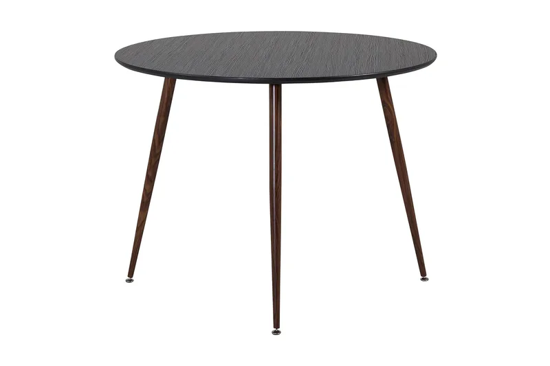 Plaza Runt Matbord 100 cm med Valnötsutseende - Brun|Svart - Möbler - Matplats - Matbord & köksbord