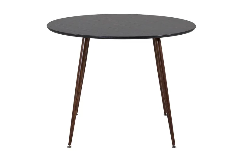 Plaza Runt Matbord 100 cm med Valnötsutseende, Brun|Svart