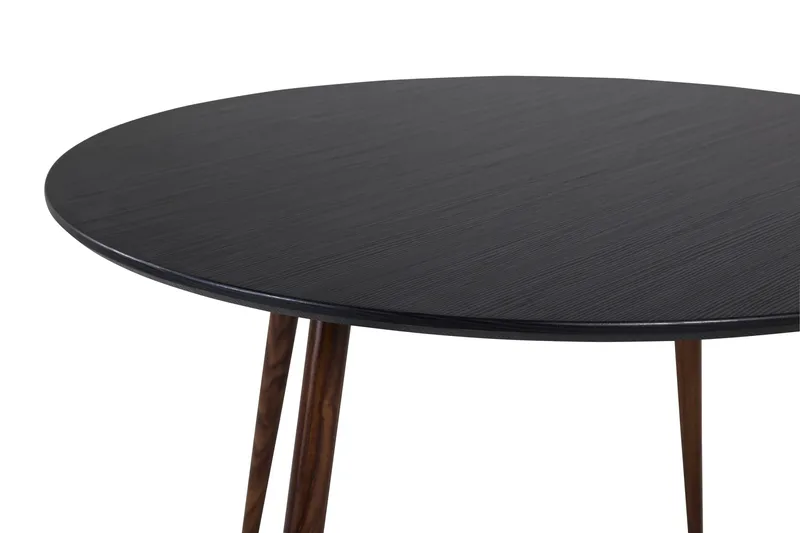 Plaza Runt Matbord 100 cm med Valnötsutseende - Brun|Svart - Möbler - Matplats - Matbord & köksbord