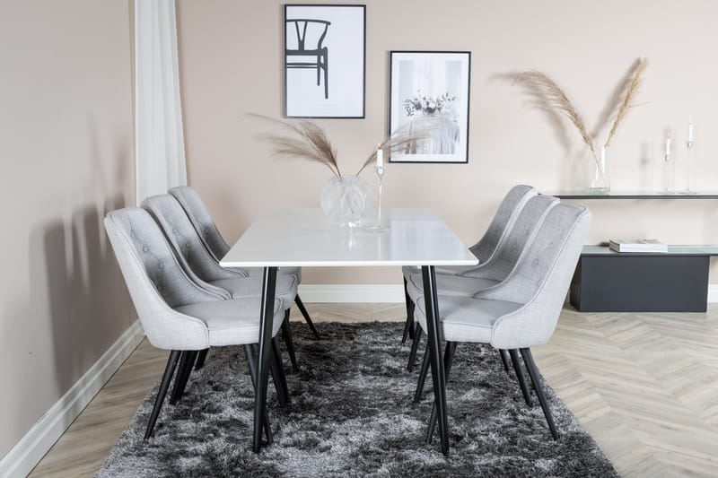Polar Rektangulärt Matbord 180 cm i Trä med Metallutseende - Vit - Möbler - Matplats - Matbord & köksbord