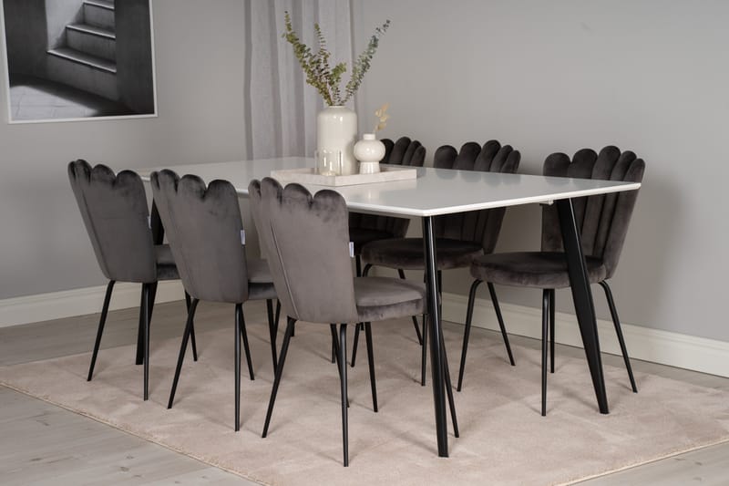 Polar Rektangulärt Matbord 180 cm i Trä med Metallutseende - Vit - Möbler - Matplats - Matbord & köksbord
