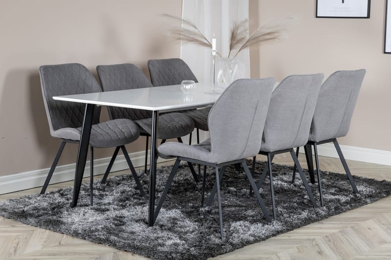 Polar Rektangulärt Matbord 180 cm i Trä med Metallutseende - Vit - Möbler - Matplats - Matbord & köksbord