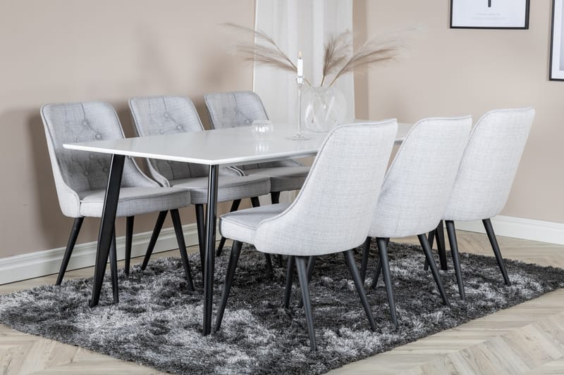 Polar Rektangulärt Matbord 180 cm i Trä med Metallutseende - Vit - Möbler - Matplats - Matbord & köksbord