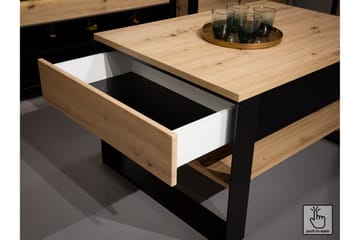 Quant Utdragbart Rektangulärt Matbord 146 cm med Trä- och Ekutseende - Svart|Brun - Möbler - Matplats - Matbord & köksbord