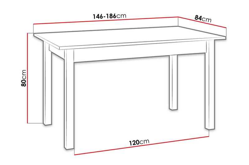Quant Utdragbart Rektangulärt Matbord 146 cm med Trä- och Ekutseende - Svart|Brun - Möbler - Matplats - Matbord & köksbord