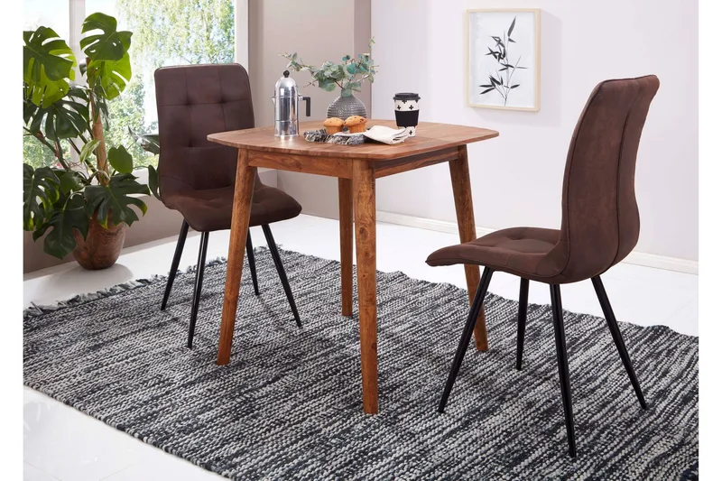 Raengel Kvadratiskt Matbord 80 cm i Trä med Valnötsutseende, Brun