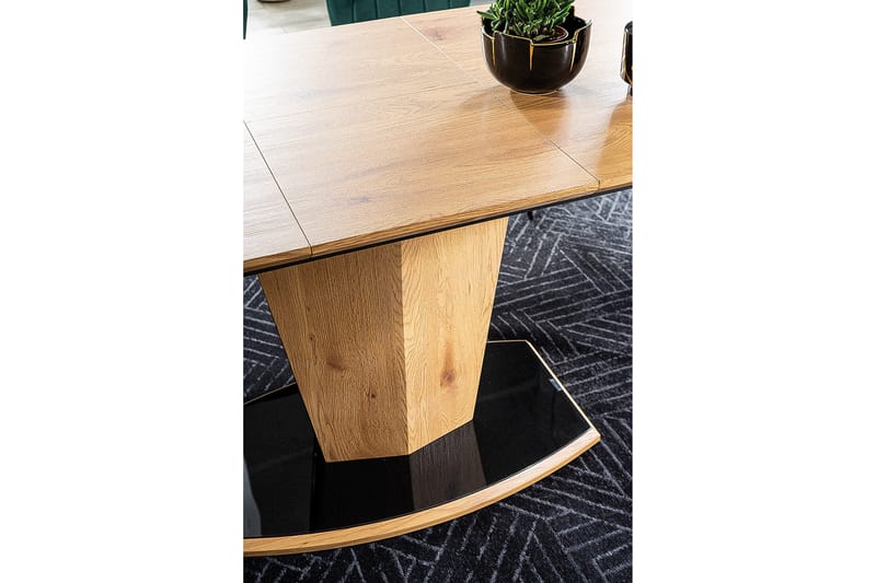REID Förlängningsbart Matbord 120 cm Glas/Ek/Svart - Möbler - Matplats - Matbord & köksbord