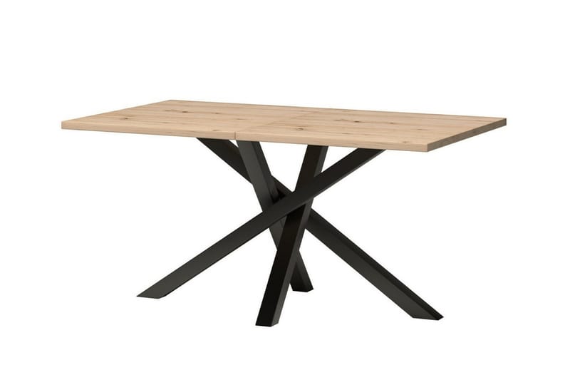 Rosehall Utdragbart Rektangulärt Matbord 160 cm med Ek- och Metallutseende, Svart