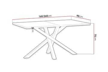Rosehall Utdragbart Rektangulärt Matbord 160 cm med Ek- och Metallutseende - Svart - Möbler - Matplats - Matbord & köksbord