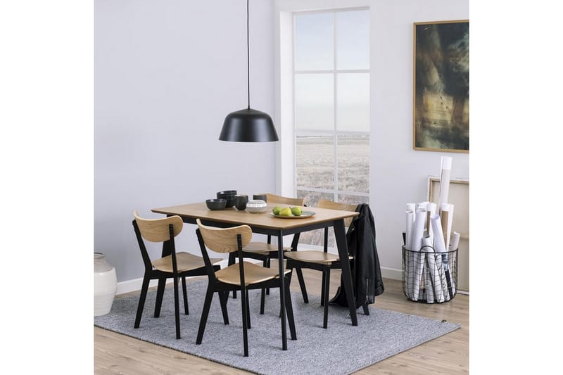 ROXBY Matbord 120x80 cm Ek/Svart - Möbler - Matplats - Matbord & köksbord