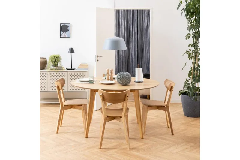 Roxby Runt Matbord 105 cm med Trä- och Ekutseende - Natur - Möbler - Matplats - Matbord & köksbord