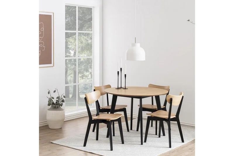 Roxby Runt Matbord 105 cm med Trä- och Ekutseende - Svart|Brun - Möbler - Matplats - Matbord & köksbord