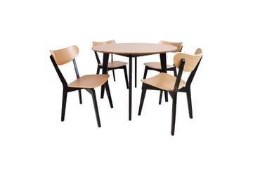 Roxby Runt Matbord 105 cm med Trä- och Ekutseende - Svart|Brun - Möbler - Matplats - Matbord & köksbord