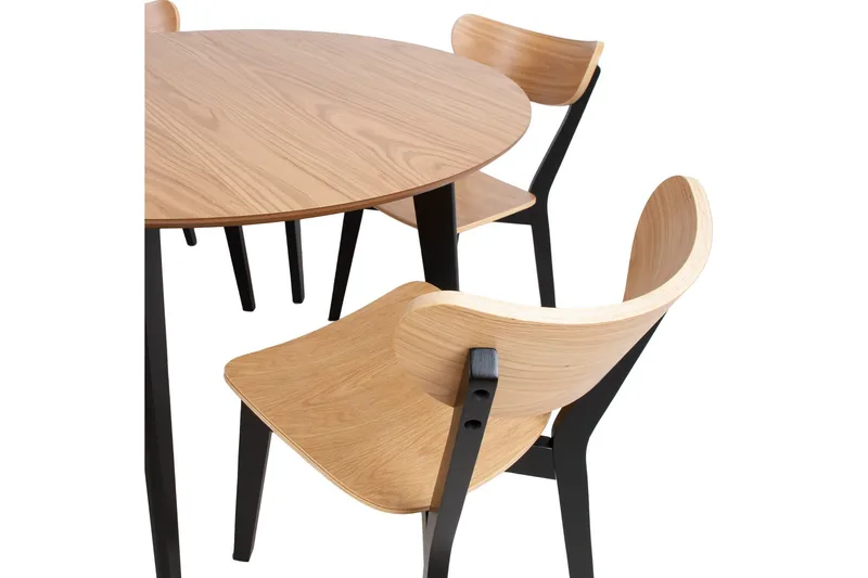 Roxby Runt Matbord 105 cm med Trä- och Ekutseende - Svart|Brun - Möbler - Matplats - Matbord & köksbord