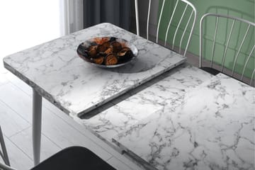 Saidie Utdragbart Rektangulärt Matbord 120 cm i Trä med Marmorutseende - Vit - Möbler - Matplats - Matbord & köksbord