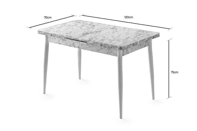 Saidie Utdragbart Rektangulärt Matbord 120 cm i Trä med Marmorutseende - Vit - Möbler - Matplats - Matbord & köksbord