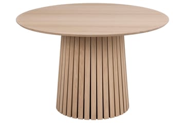 Saku Runt Matbord 120 cm med Trä- och Ekutseende - Vit - Möbler - Matplats - Matbord & köksbord