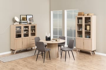 Saku Runt Matbord 120 cm med Trä- och Ekutseende - Vit - Möbler - Matplats - Matbord & köksbord