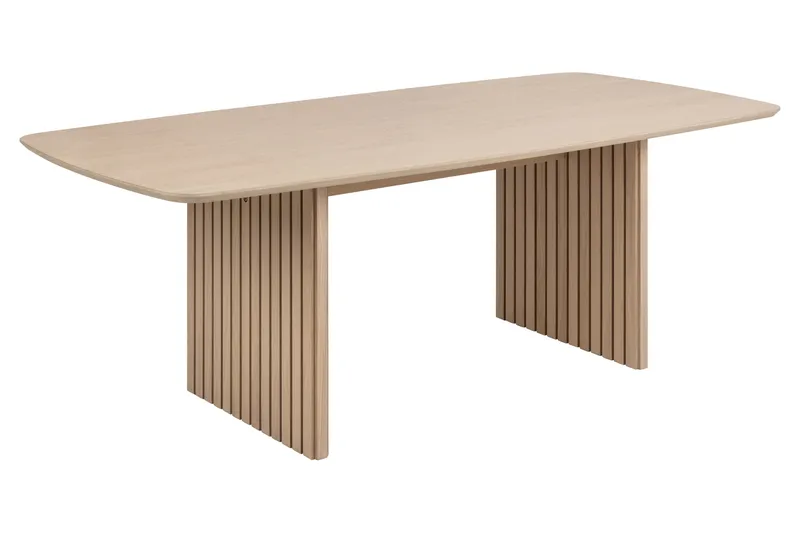 Saku Stort Rektangulärt Matbord 220 cm med Trä- och Ekutseende, Vit