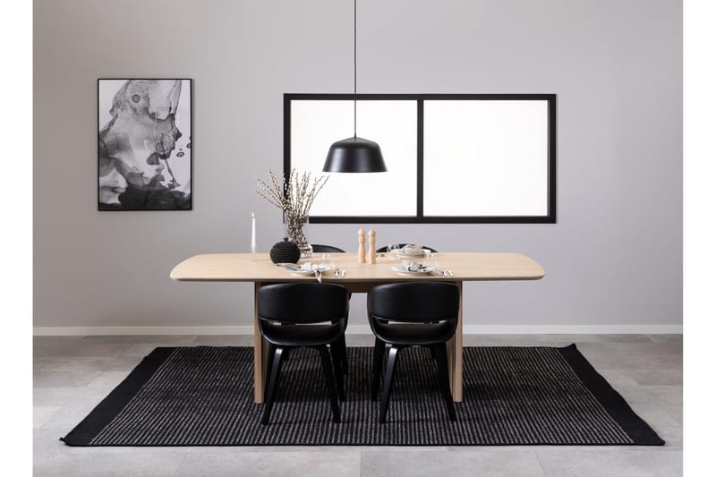 Saku Stort Rektangulärt Matbord 220 cm med Trä- och Ekutseende - Vit - Möbler - Matplats - Matbord & köksbord