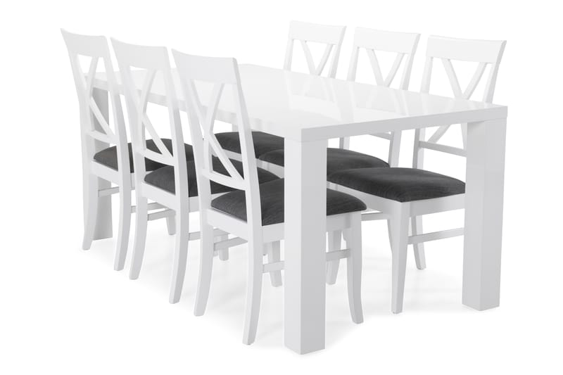 SALA Matgrupp180 cm med 6 Hartford stolar Vit/Svart - Bord - Matbord & köksbord