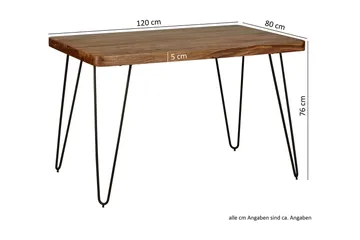 Samhita Rektangulärt Matbord 120 cm i Trä med Metallben - Brun - Möbler - Matplats - Matbord & köksbord
