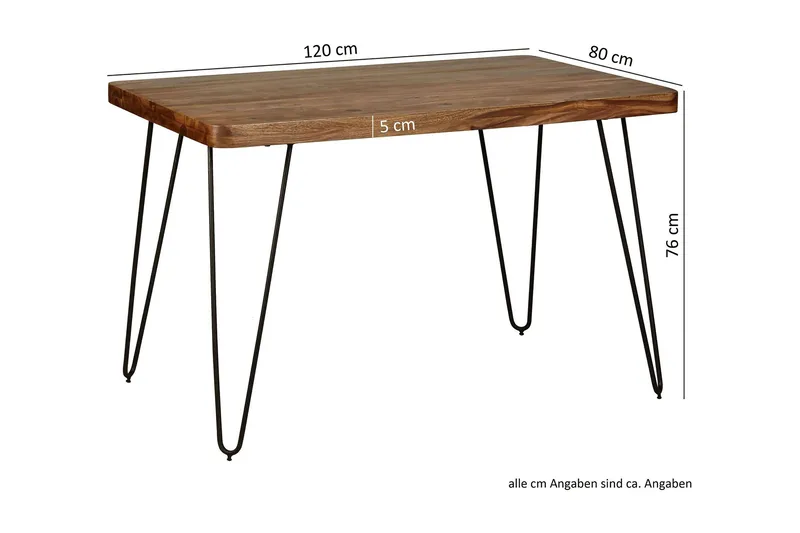 Samhita Rektangulärt Matbord 120 cm i Trä med Metallben - Brun - Möbler - Matplats - Matbord & köksbord