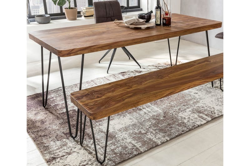 Samhita Rektangulärt Matbord 120 cm i Trä med Metallben - Brun - Möbler - Matplats - Matbord & köksbord