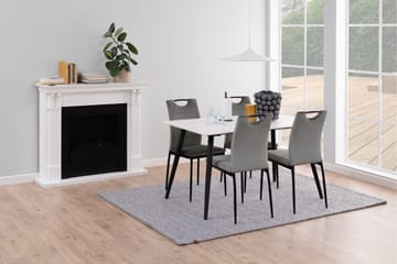 Sanjoan Rektangulärt Matbord 140 cm med Keramikskiva, Marmor- och Metallutseende - Vit - Möbler - Matplats - Matbord & köksbord