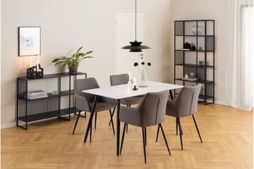 Sanjoan Rektangulärt Matbord 140 cm med Keramikskiva, Marmor- och Metallutseende - Vit - Möbler - Matplats - Matbord & köksbord