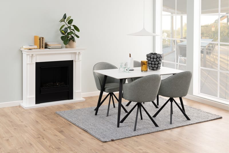 Sanjoan Rektangulärt Matbord 140 cm med Keramikskiva, Marmor- och Metallutseende - Vit - Möbler - Matplats - Matbord & köksbord