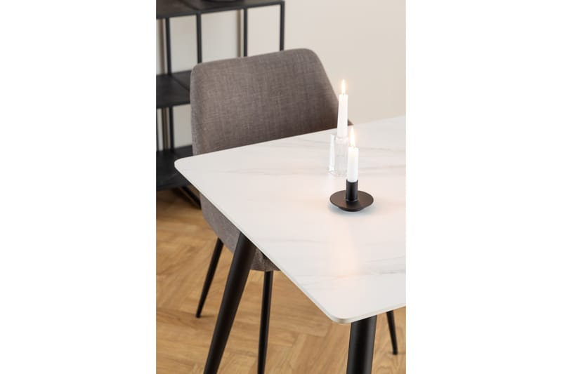 Sanjoan Rektangulärt Matbord 140 cm med Keramikskiva, Marmor- och Metallutseende - Vit - Möbler - Matplats - Matbord & köksbord