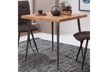Synia Litet Kvadratiskt Matbord 80 cm i Massivt Trä med Ek- och Metallutseende - Beige - Möbler - Matplats - Matbord & köksbord