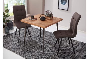 Synia Litet Kvadratiskt Matbord 80 cm i Massivt Trä med Ek- och Metallutseende - Beige - Möbler - Matplats - Matbord & köksbord