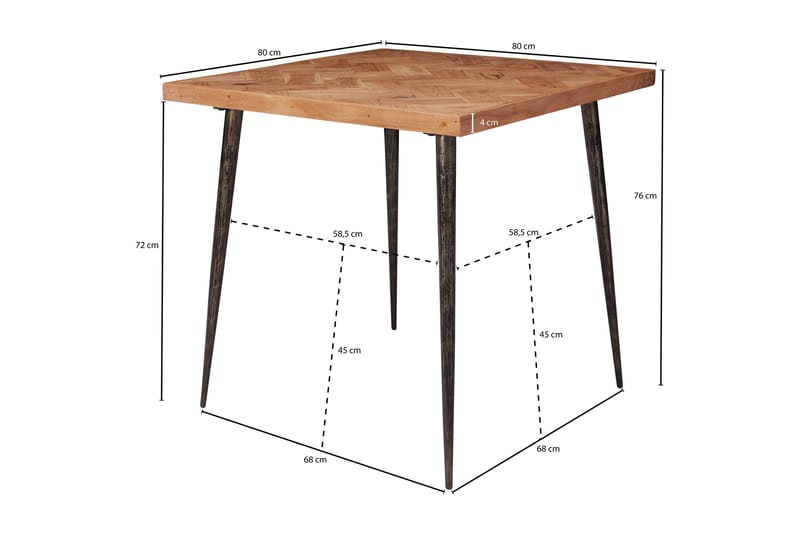 Synia Litet Kvadratiskt Matbord 80 cm i Massivt Trä med Ek- och Metallutseende - Beige - Möbler - Matplats - Matbord & köksbord