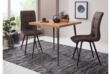 Synia Litet Kvadratiskt Matbord 80 cm i Massivt Trä med Ek- och Metallutseende - Beige - Möbler - Matplats - Matbord & köksbord